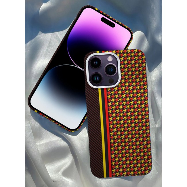 CATANES Ultra-Slim Woven Pattern Case Cover for iPhone 14 Pro Max Lightweight Protective Back Case - Racing Red