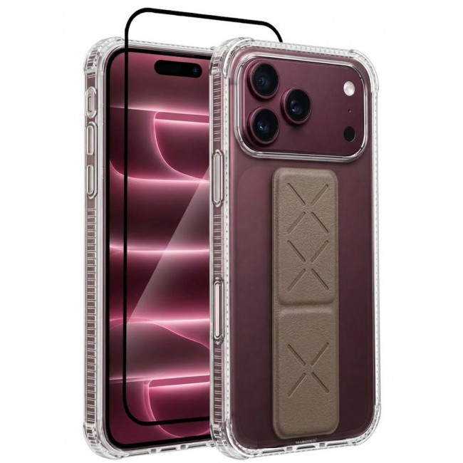 CATANES 2 Pack For iPhone 18 Pro Max Case Clear with Foldable Stand, Shockproof Protective Cover with Reinforced Corners, Transparent Bumper - Brown