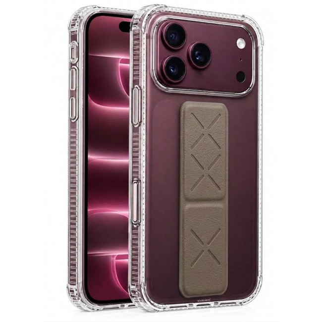 CATANES 2 Pack For iPhone 18 Pro Max Case Clear with Foldable Stand, Shockproof Protective Cover with Reinforced Corners, Transparent Bumper - Brown