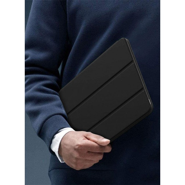CATANES [for iPad Air 11 inch (2024)] Case Flip Case With Pen Slot Shockproof Cover Shock Absorbing Foldable Protective Cover Black