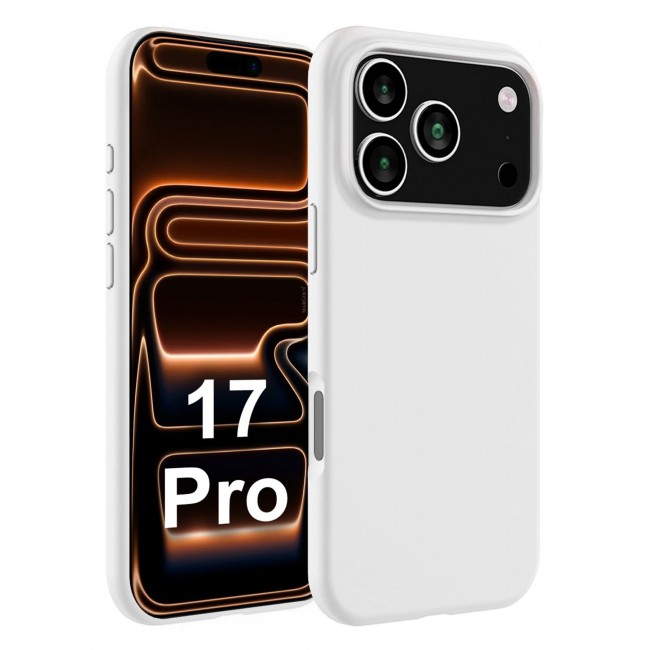 CATANES 2 Packs Silicone Protective Phone Case for iPhone 17 Pro - Soft Anti-Scratch Microfiber Lining Ultra Slim Drop Protection Phone Cover with Privacy Screen Protector - White