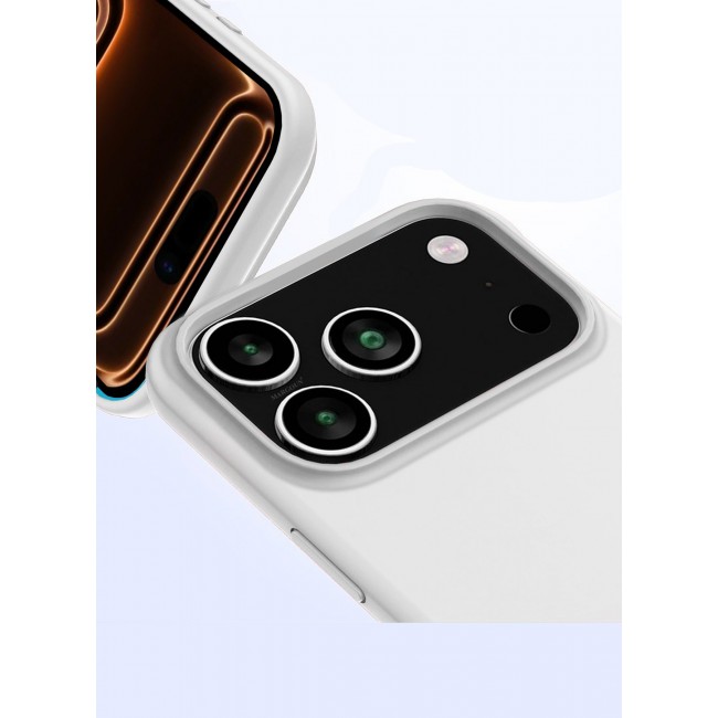 CATANES 2 Packs Silicone Protective Phone Case for iPhone 17 Pro - Soft Anti-Scratch Microfiber Lining Ultra Slim Drop Protection Phone Cover with Privacy Screen Protector - White