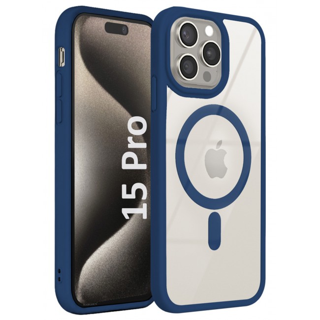 CATANES MagSafe Magnetic Clear Case for iPhone 15 Pro 6.1 inch – Shockproof Protective Cover with Bumper - Blue