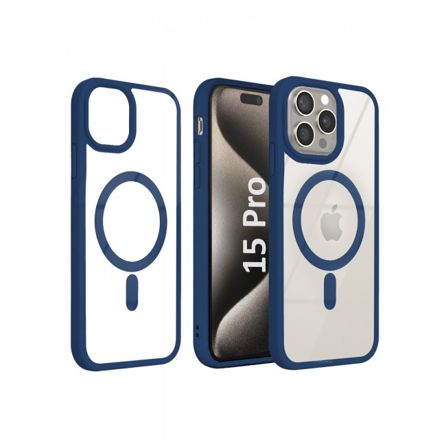 CATANES MagSafe Magnetic Clear Case for iPhone 15 Pro 6.1 inch – Shockproof Protective Cover with Bumper - Blue