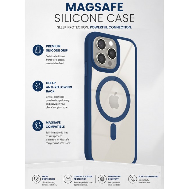 CATANES MagSafe Magnetic Clear Case for iPhone 15 Pro 6.1 inch – Shockproof Protective Cover with Bumper - Blue