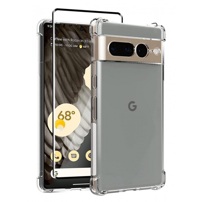 CATANES 2 Packs For Google Pixel 7 Pro TPU Case and Screen Protector Clear Transparent Shockproof Protective Phone Case Scratch Resistant Reinforced Corners Cover