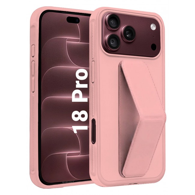 CATANES For iPhone 18 Pro Case Durable PU Leather Cover with Secure Finger Ring and Stand Support - Pink