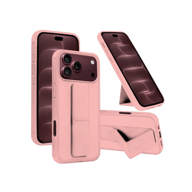 CATANES For iPhone 18 Pro Case Durable PU Leather Cover with Secure Finger Ring and Stand Support - Pink