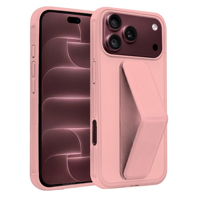 CATANES For iPhone 18 Pro Case Durable PU Leather Cover with Secure Finger Ring and Stand Support - Pink