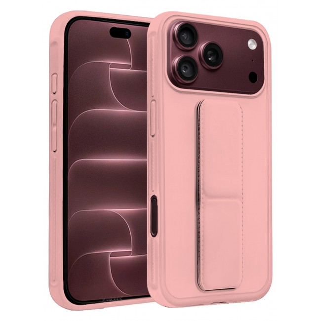 CATANES For iPhone 18 Pro Case Durable PU Leather Cover with Secure Finger Ring and Stand Support - Pink
