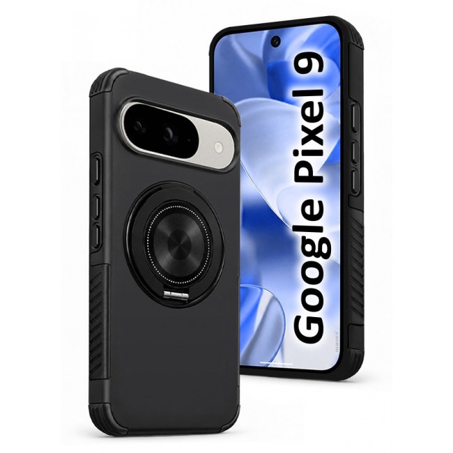 CATANES 2 Pack Magnetic Kickstand Rugged Armor Case for Google Pixel 9 - MagSafe Compatible Heavy Duty Cover - Black
