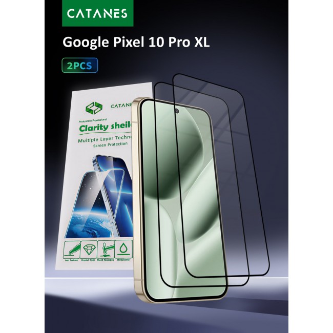 CATANES 2 PACK 3D Tempered Glass Screen Protector for Google Pixel 10 Pro XL (6.8-Inch) – Full Coverage, Edge-to-Edge Protection, Scratch Resistant, Case Friendly Clear Screen Guard