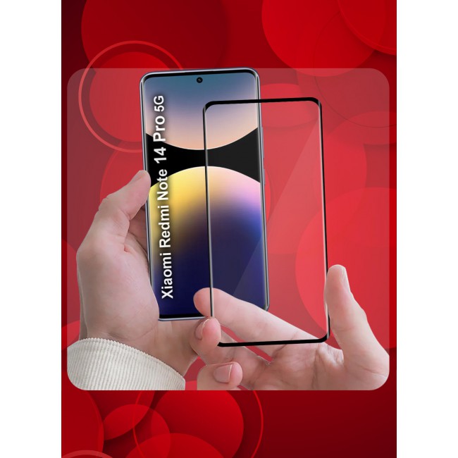 CATANES Curved Screen Protector Compatible With Xiaomi Redmi Note 14 Pro 5G Tempered Glass, Protective Film Easy Installation Bubble Free