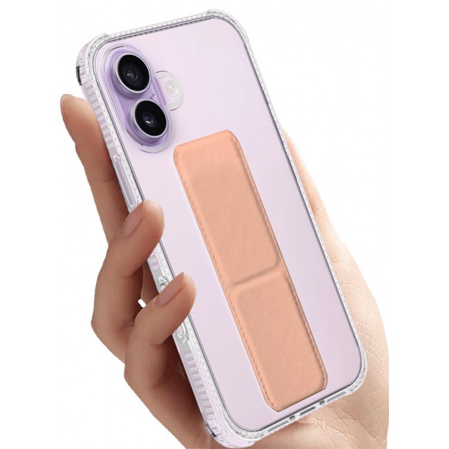 CATANES 2 Packs Finger Grip Clear Case Cover for iPhone 17- Kickstand Car Magnetic Holder Multi-function Protective Two-in-one Case with 3D Screen Protector - Pink
