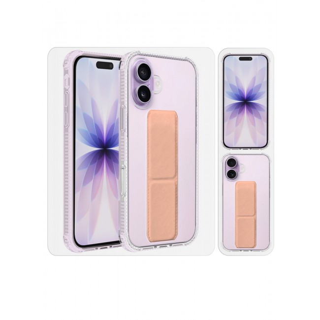 CATANES 2 Packs Finger Grip Clear Case Cover for iPhone 17- Kickstand Car Magnetic Holder Multi-function Protective Two-in-one Case with 3D Screen Protector - Pink