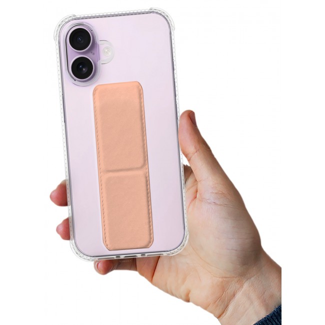 CATANES 2 Packs Finger Grip Clear Case Cover for iPhone 17- Kickstand Car Magnetic Holder Multi-function Protective Two-in-one Case with 3D Screen Protector - Pink