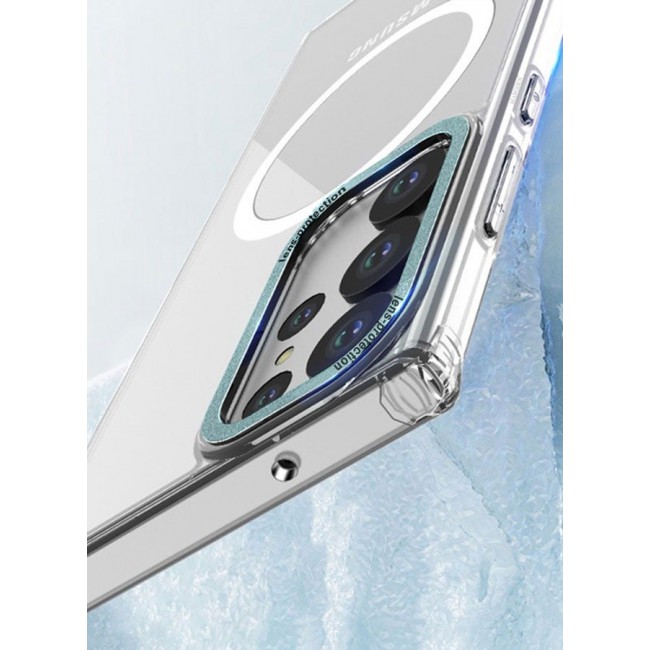 CATANES 2 Pack For Samsung Galaxy S23 Ultra Clear Case With Screen Protector Green Edge