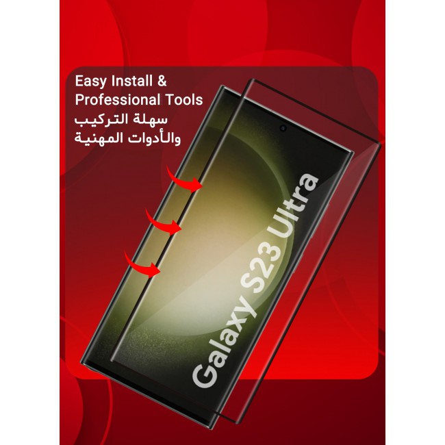 CATANES 2 Pack Of Samsung Galaxy S23 Ultra Screen Protector Scratch and Shatter Resistant Anti Bubble Glass Full Glow Back Screen Protector