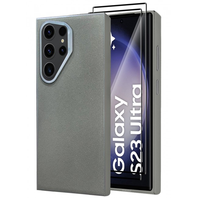 CATANES Samsung Galaxy S23 Ultra 3 Pack Vegan Leather Case, 1 Cover with 2 Screen Protectors, Slim Fit, Raised Edges for Camera and Screen Protection