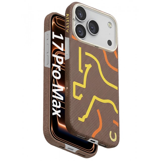 AIRITY Horse Style Bamboo Fiber Protective Case for iPhone 17/18 Pro Max Ultra Durable, Lightweight & Premium Design Brown Yellow