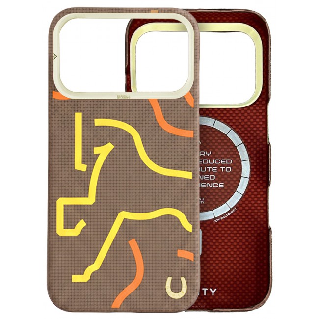 AIRITY Horse Style Bamboo Fiber Protective Case for iPhone 17/18 Pro Max Ultra Durable, Lightweight & Premium Design Brown Yellow