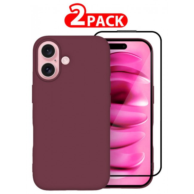 CATANES (for iPhone 16 Plus) 2 Pack Case and Screen Protector, Slim Silicone Case, Full Covered Anti Scratch Shockproof Protective Cover