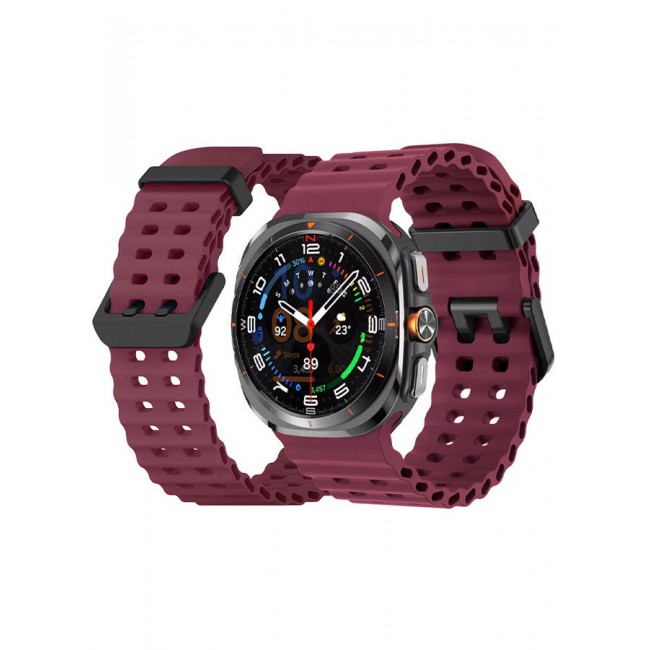 CATANES (for Samsung Galaxy Watch 7 Ultra 47mm) Silicone Band Soft Ocean Silicone Sport Strap Replacement Accessory Maroon