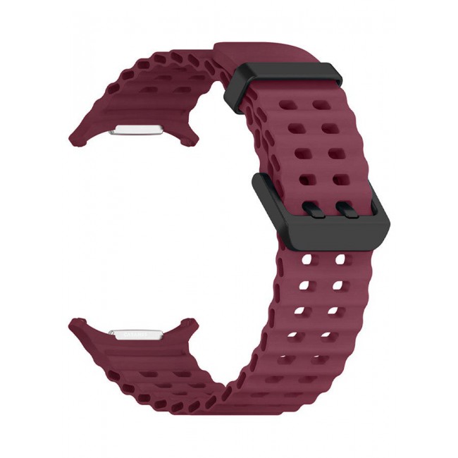 CATANES (for Samsung Galaxy Watch 7 Ultra 47mm) Silicone Band Soft Ocean Silicone Sport Strap Replacement Accessory Maroon