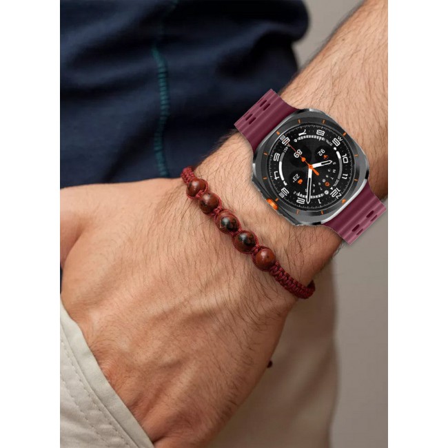 CATANES (for Samsung Galaxy Watch 7 Ultra 47mm) Silicone Band Soft Ocean Silicone Sport Strap Replacement Accessory Maroon