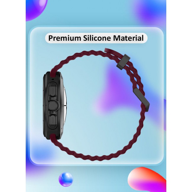CATANES (for Samsung Galaxy Watch 7 Ultra 47mm) Silicone Band Soft Ocean Silicone Sport Strap Replacement Accessory Maroon