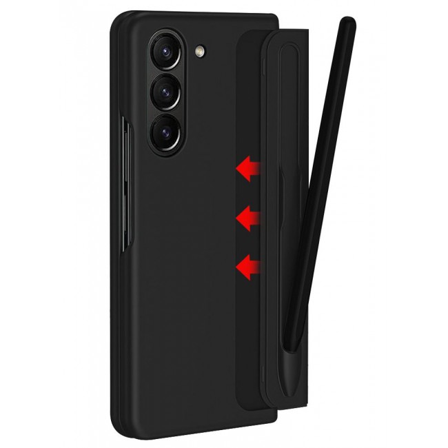 CATANES Samsung Galaxy Z Fold 5 Case with Pen Holder S-Pen included Hard Ultra Protective and Anti Shock Case Cover Black