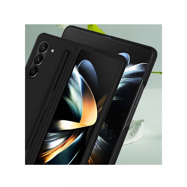 CATANES Samsung Galaxy Z Fold 5 Case with Pen Holder S-Pen included Hard Ultra Protective and Anti Shock Case Cover Black