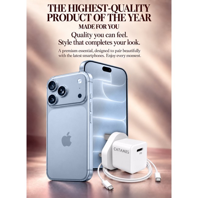 CATANES 25W USB-C Fast Wall Charger for iPhone 18 Pro - Power Delivery Adapter with UK Plug & 12-Month Warranty