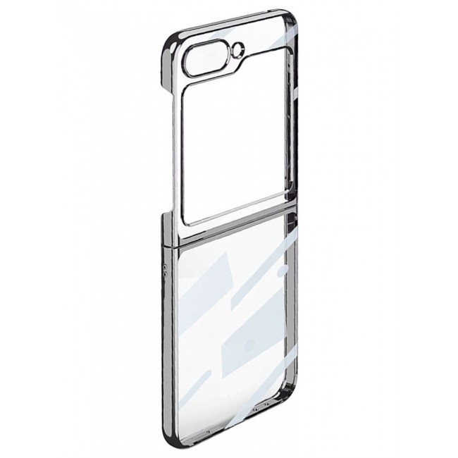 CATANES Samsung Galaxy Z Flip 5 Case Clear Electroplating Full Coverage Phone Case Silver