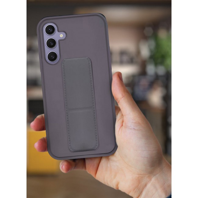 CATANES Samsung Galaxy S24 Plus Case Magnetic Stand and Holder Premium Silicone Vertical and Horizontal Hand Strap Grip Multi Stand Car Mount Kickstand Case Finger Strap Cover Dark Purple