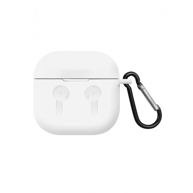 CATANES ( for Airpods 4 2024 ) Case Soft Silicone Elegant Cover with Keychain / White Color