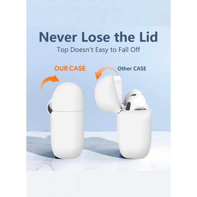 CATANES ( for Airpods 4 2024 ) Case Soft Silicone Elegant Cover with Keychain / White Color