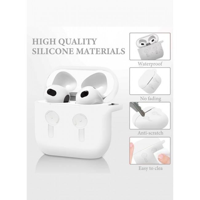 CATANES ( for Airpods 4 2024 ) Case Soft Silicone Elegant Cover with Keychain / White Color