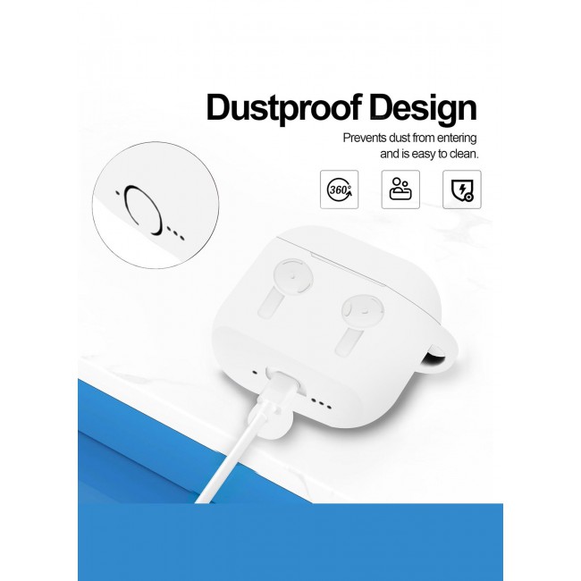 CATANES ( for Airpods 4 2024 ) Case Soft Silicone Elegant Cover with Keychain / White Color