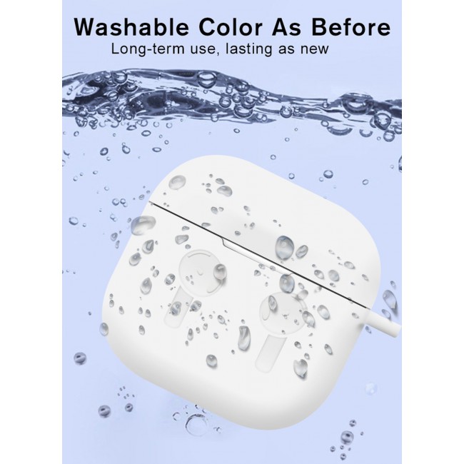 CATANES ( for Airpods 4 2024 ) Case Soft Silicone Elegant Cover with Keychain / White Color