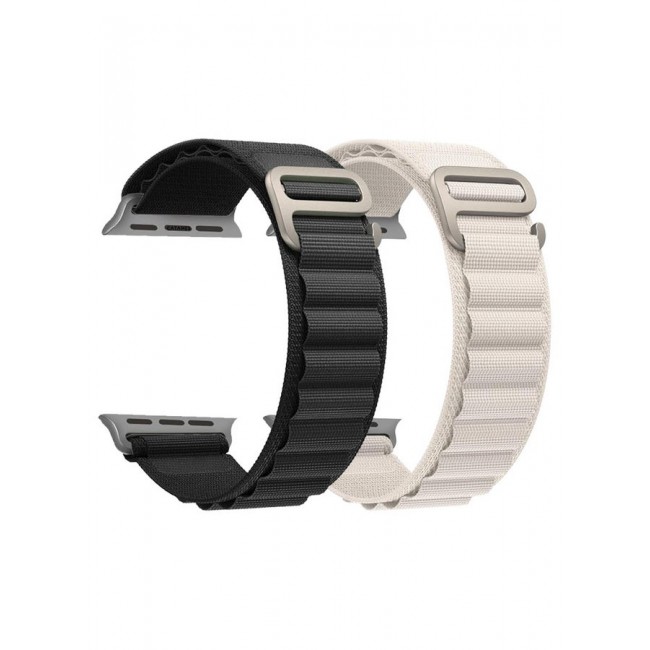 CATANES 2 Pack Alpine Loop Band For Apple Watch Band 49mm/45mm/44mm/42mm Nylon Woven Sport Strap Compatible with iWatch Series Ultra2/Ultra/8/7/SE/6/5/4/3/2/1 Adjustable Strap Black/White