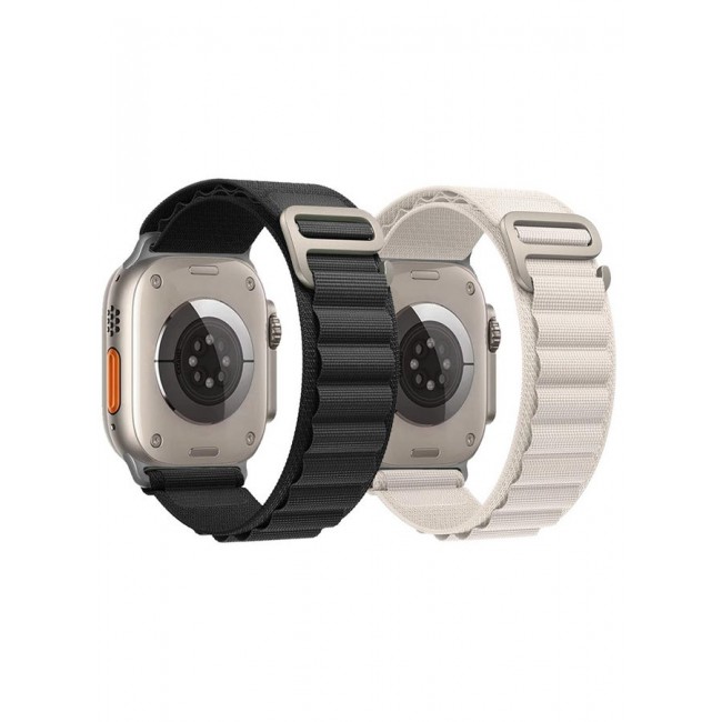 CATANES 2 Pack Alpine Loop Band For Apple Watch Band 49mm/45mm/44mm/42mm Nylon Woven Sport Strap Compatible with iWatch Series Ultra2/Ultra/8/7/SE/6/5/4/3/2/1 Adjustable Strap Black/White