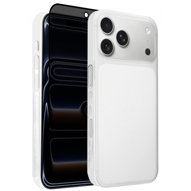 CATANES 2Packs Case Cover for iPhone 17 Pro, Air Skin Line Design Back Cover, Sturdy Durable Ultra-Thin Case, Drop Protection Cover Clear with Privacy Screen Protector - White