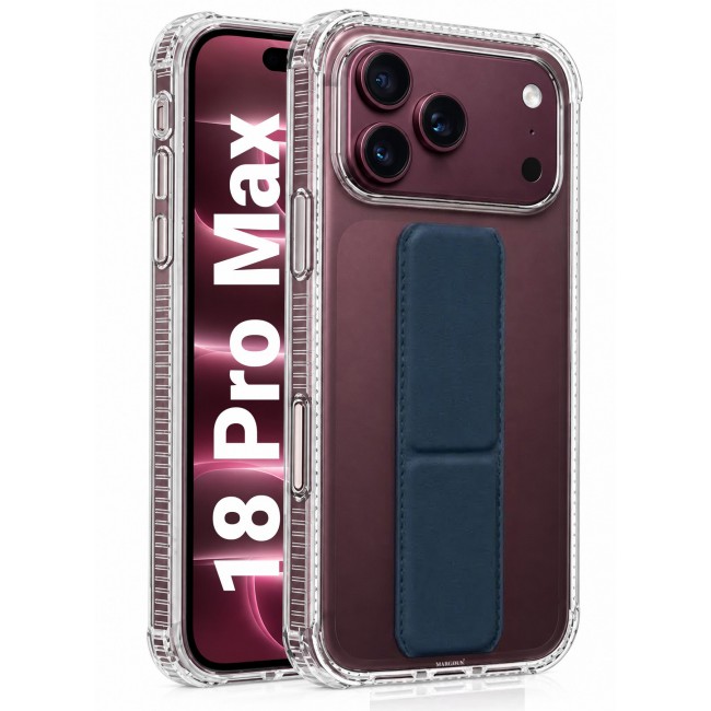 CATANES For iPhone 18 Pro Max Case Clear with Foldable Stand, Shockproof Protective Cover with Reinforced Corners, Transparent Bumper - Dark Blue
