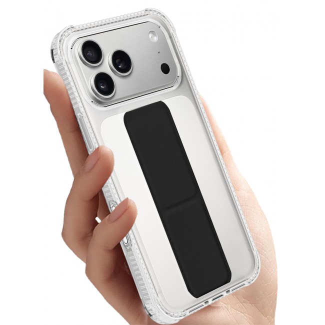 CATANES 2 Packs Finger Grip Clear Case Cover for iPhone 17 Pro Max - Kickstand Car Magnetic Holder Multi-function Protective Two-in-one Case with 3D Screen Protector - Black