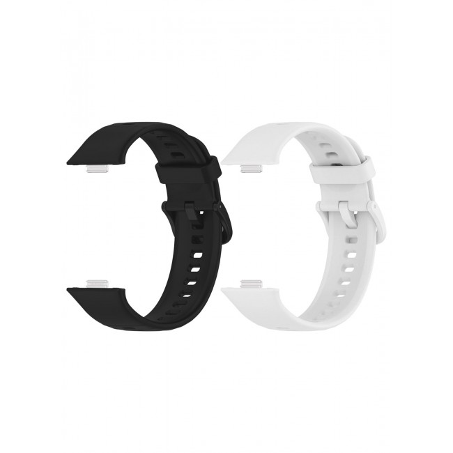 CATANES 2Packs Wristband for Huawei Watch Fit 3/Fit 4/Fit 4 Pro Bands, Silicone Bracelet Quick Release Arm Band, Replacement Smartwatch Band Quick Release Sport Straps - White Black