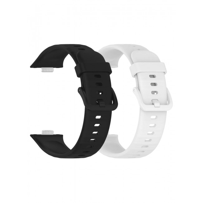 CATANES 2Packs Wristband for Huawei Watch Fit 3/Fit 4/Fit 4 Pro Bands, Silicone Bracelet Quick Release Arm Band, Replacement Smartwatch Band Quick Release Sport Straps - White Black