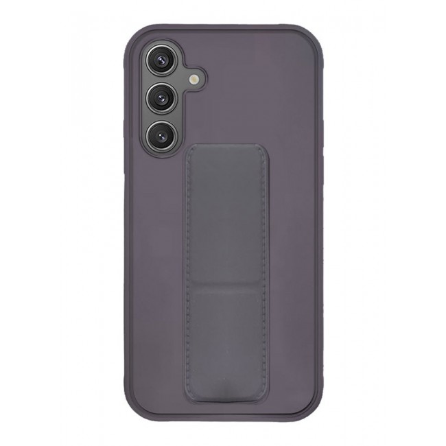 CATANES Samsung Galaxy S24 Case Magnetic Stand and Holder Premium Silicone Vertical and Horizontal Hand Strap Grip Multi Stand Car Mount Kickstand Case Finger Strap Cover Dark Purple