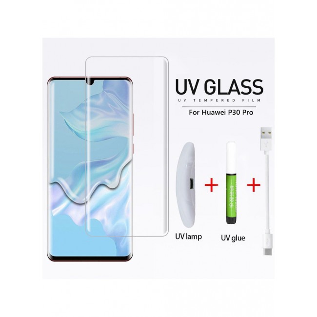 CATANES Huawei P30 Pro UV Screen Protector 6D Tempered Glass 9H Adhesive Nano Liquid UV Glue Full Coverage Clear