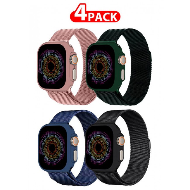 CATANES 4 Pack Stainless Steel Milanese Loop Compatible with Apple Watch Band 42mm 44mm 45mm 49mm men and women Mesh Loop Magnetic Clasp Replacement for iWatch Bands Ultra2/Ultra/Series 9 8 7 SE 6 5 4 3 2 1